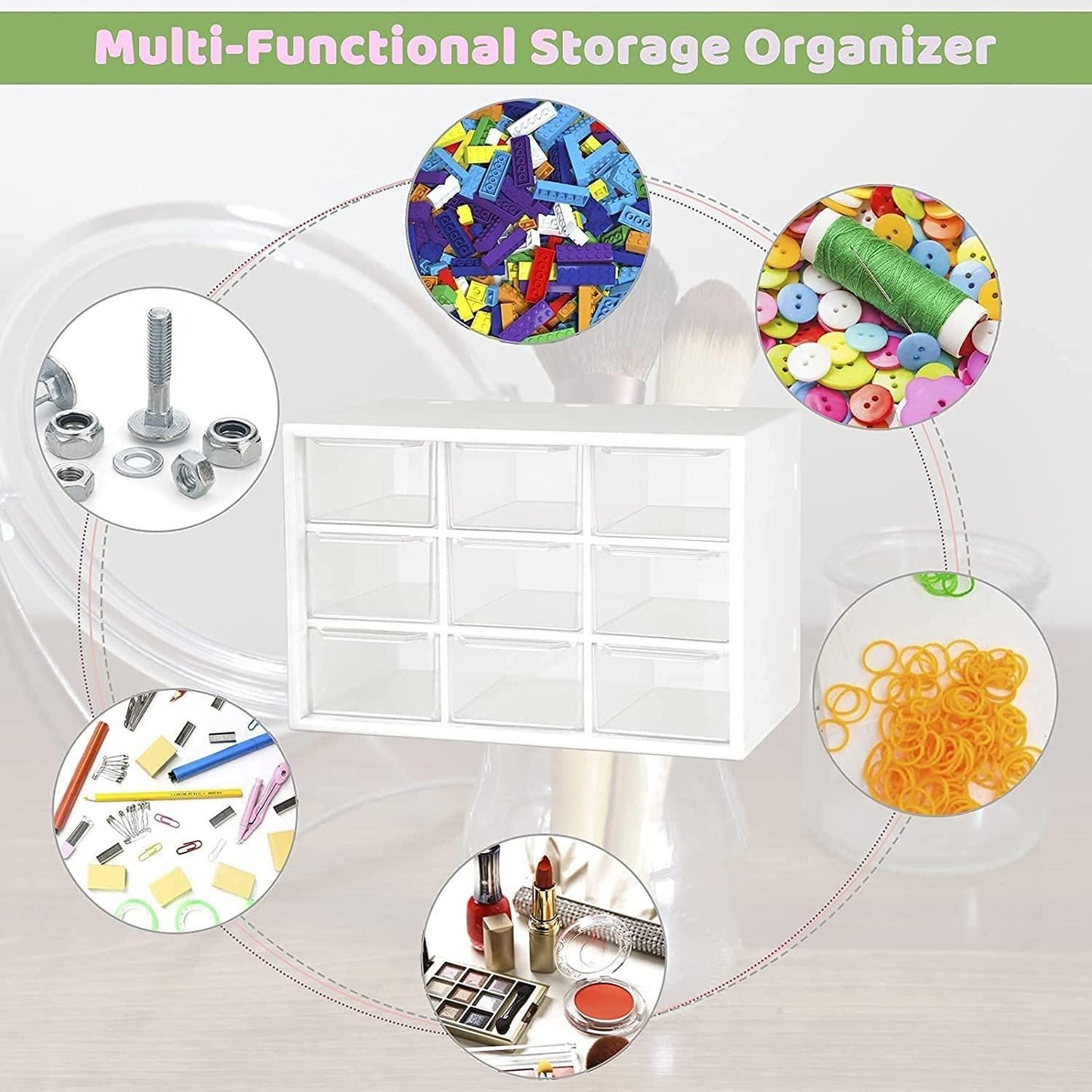 9 Drawers Multipurpose Rectangular Storage Container Box